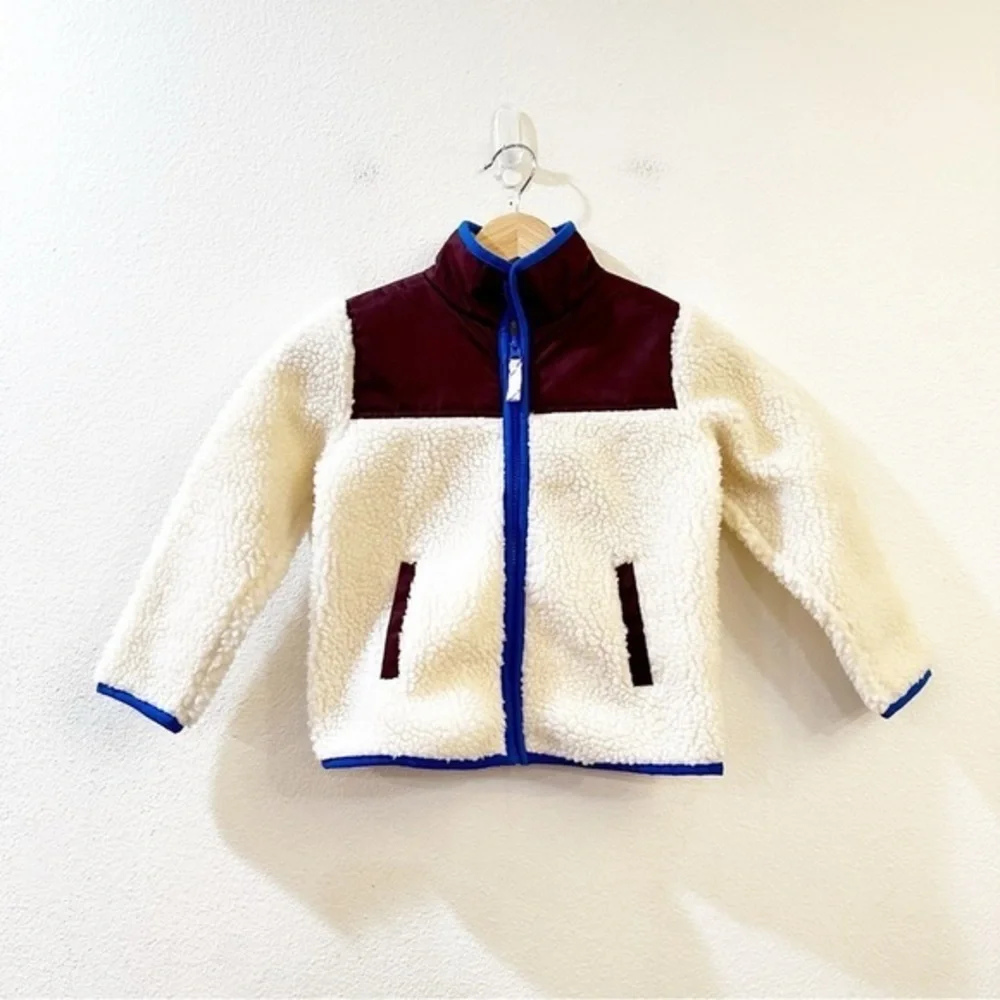 J. Crew Crewcuts‎ Kids Full Zip Sherpa Jacket Ivory Size 4-5Y